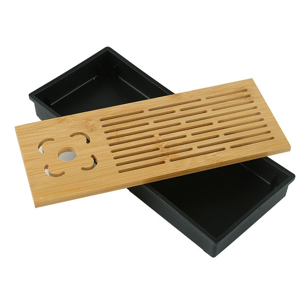 Simple Plastic and Bamboo Tea Tray Black -  • Teaware House