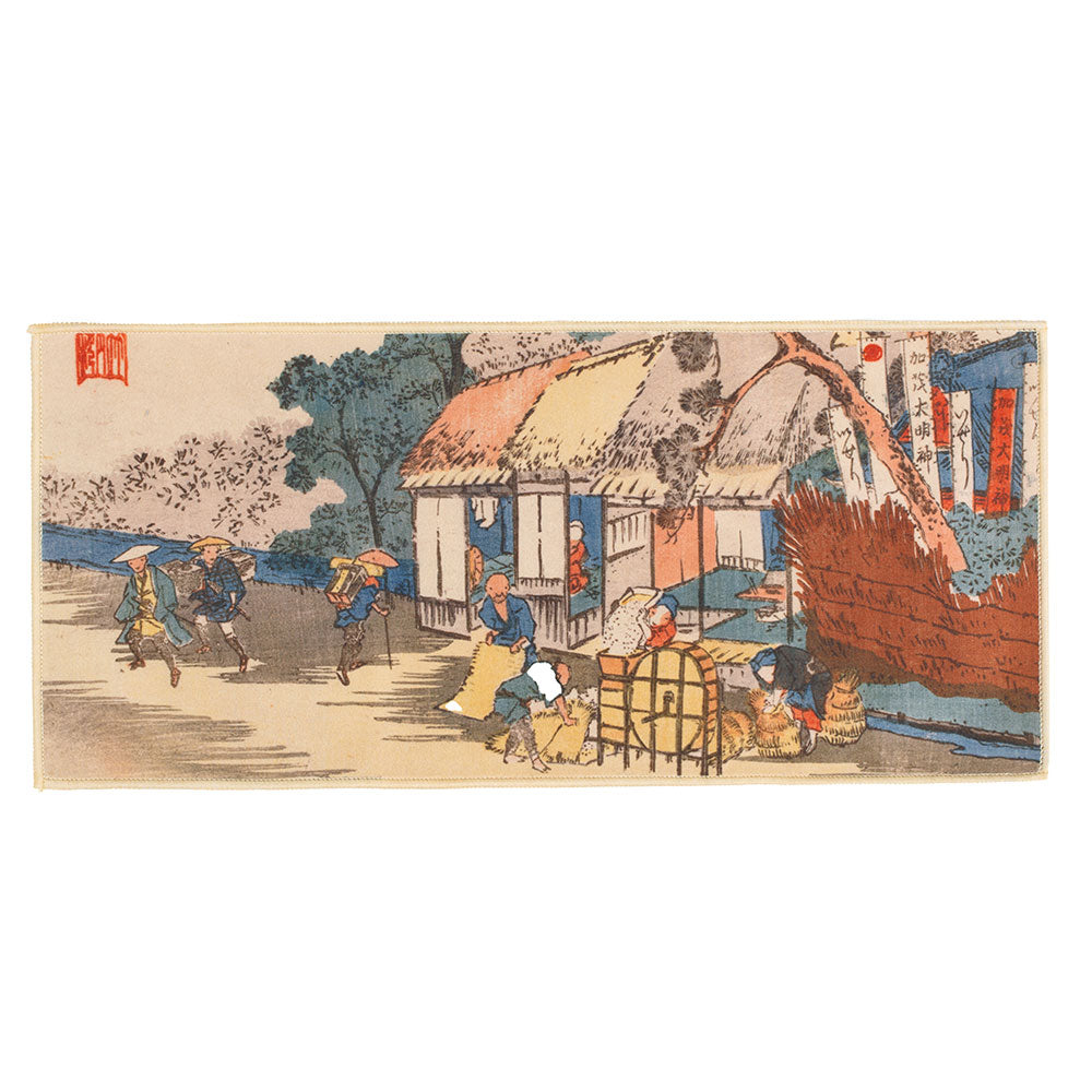 Tea Towel Japanese Painting - Travellers and the Tavern -  • Teaware House