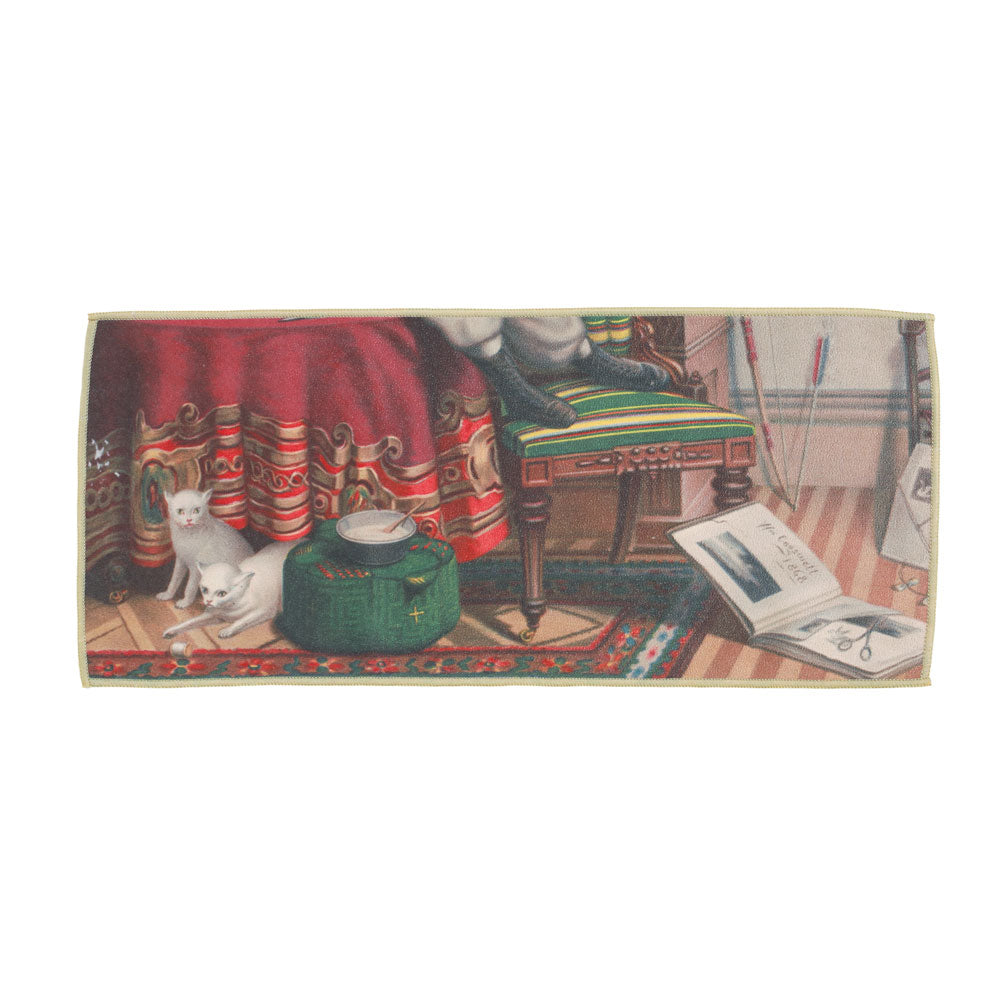 Tea Towel with Painting -Cats Playing Wool Ball - • Teaware House