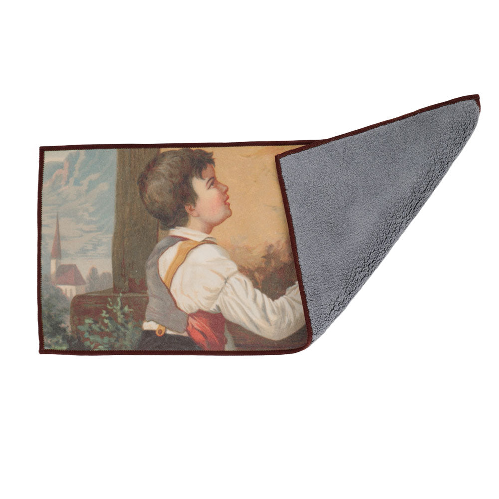 Tea Towel with Painting -Boy Painting With A Dog - • Teaware House