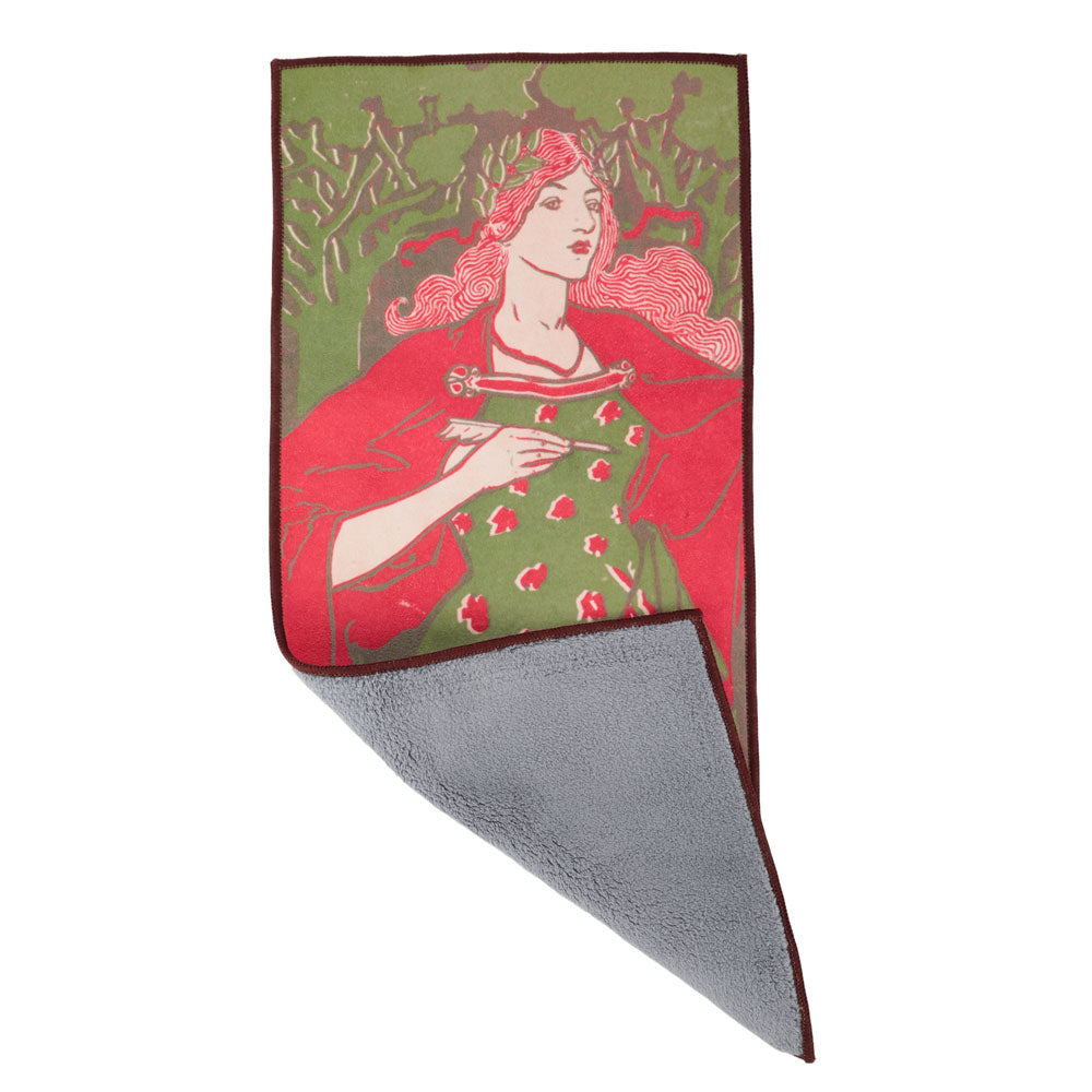 Tea Towel with Painting -Red Lady - • Teaware House