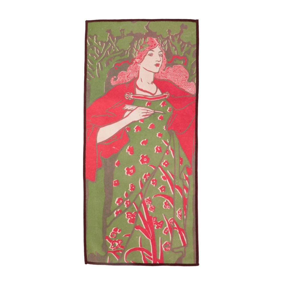 Tea Towel with Painting -Red Lady - • Teaware House