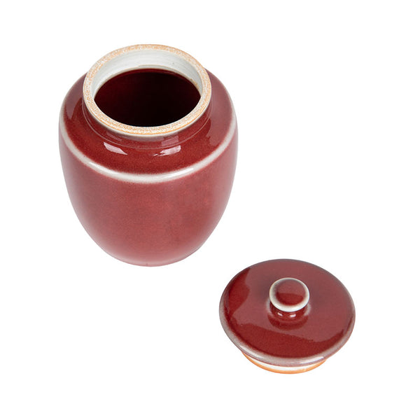 Red Jun Yao Porcelain Tea Jar -  • Teaware House