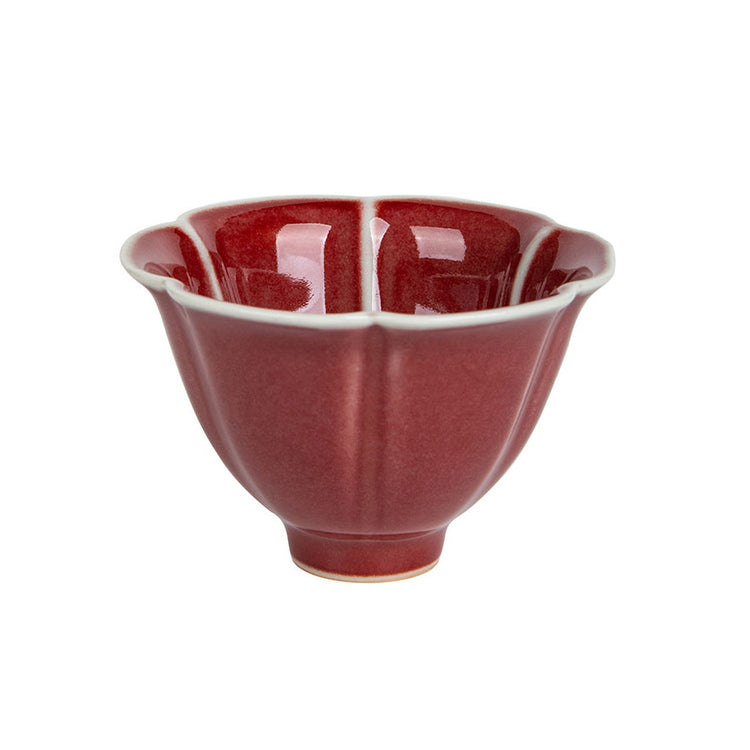 Red Jun Yao Flower Shape Teacup -  • Teaware House