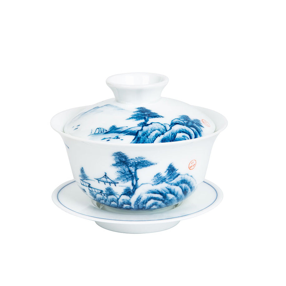 Landscape Blue and White Porcelain Gaiwan 135ml -  • Teaware House