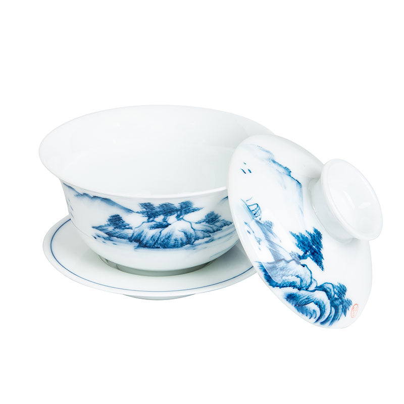 Landscape Blue and White Porcelain Gaiwan 135ml -  • Teaware House