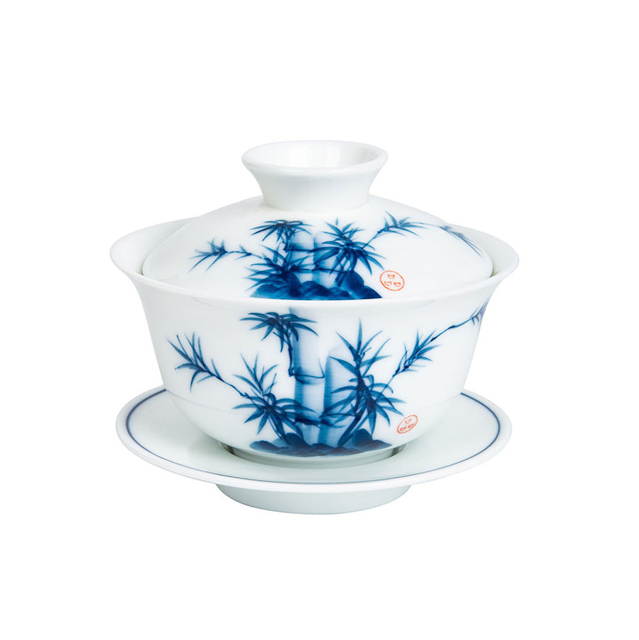 Bamboo Blue and White Porcelain Gaiwan 135ml -  • Teaware House