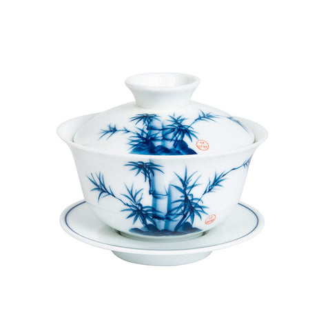 Bamboo Blue and White Porcelain Gaiwan 135ml -  • Teaware House