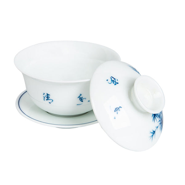 Bamboo Blue and White Porcelain Gaiwan 135ml -  • Teaware House