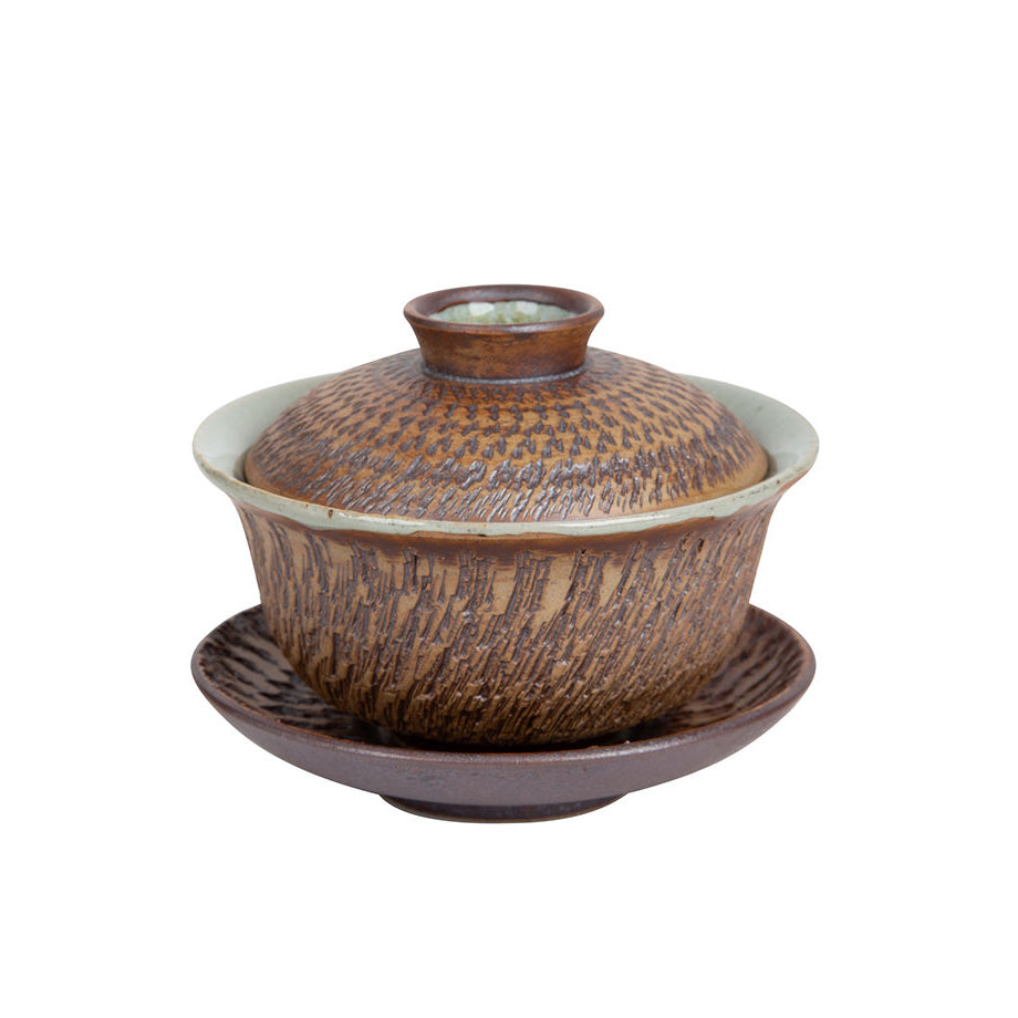 Archaic Style Porcelain Gaiwan with Handmade Jimping Pattern -  • Teaware House