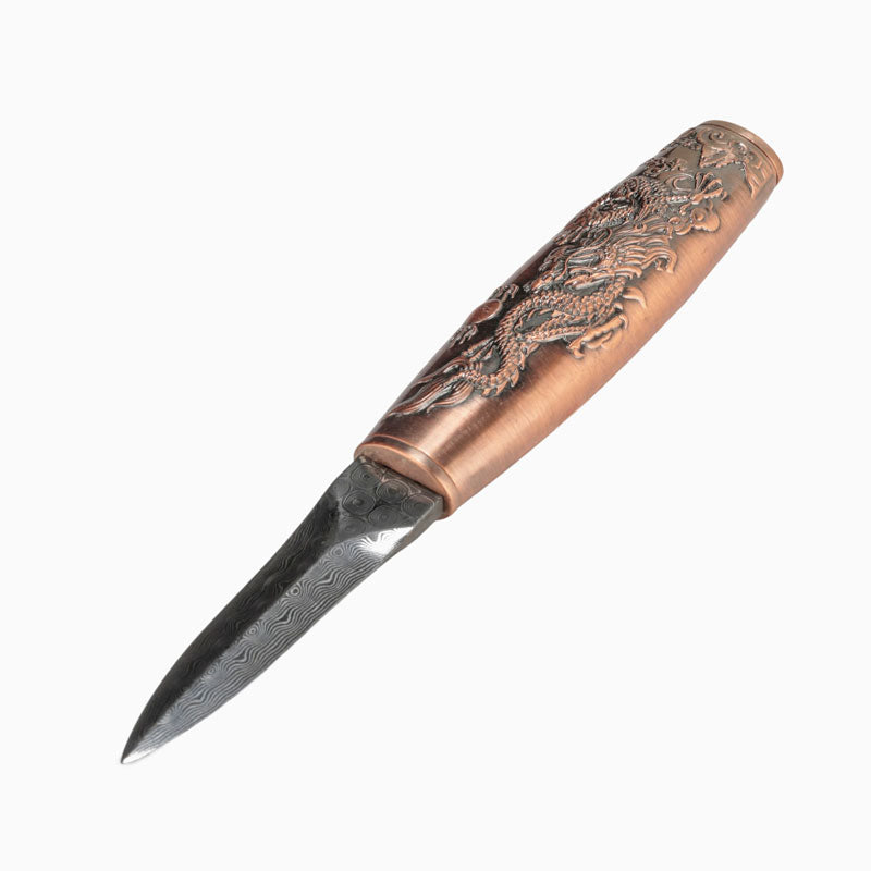 Damascus Tea Knife with Zinc-aluminum Handle - • Teaware House