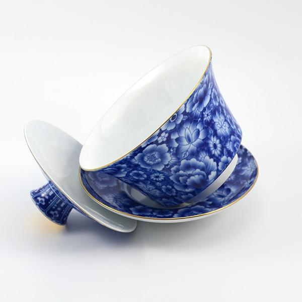 Big Blue Bouquet Porcelain Gaiwan 300ml -  • Teaware House