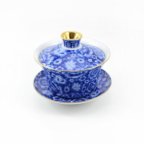 Big Blue Bouquet Porcelain Gaiwan 300ml -  • Teaware House