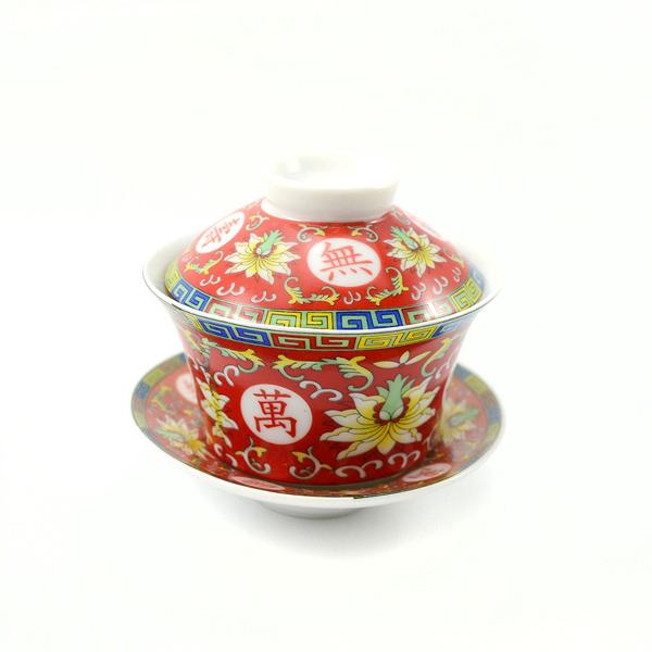 Old School Red Long Life Porcelain Gaiwan 140ml -  • Teaware House