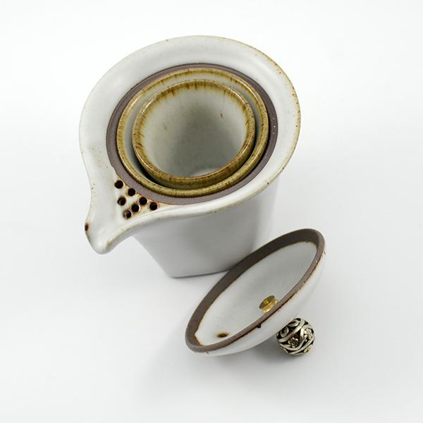 Gongfu Tea Set  - Nesting Cup Easy Gaiwan - White Ruyao - 130ml -  • Teaware House