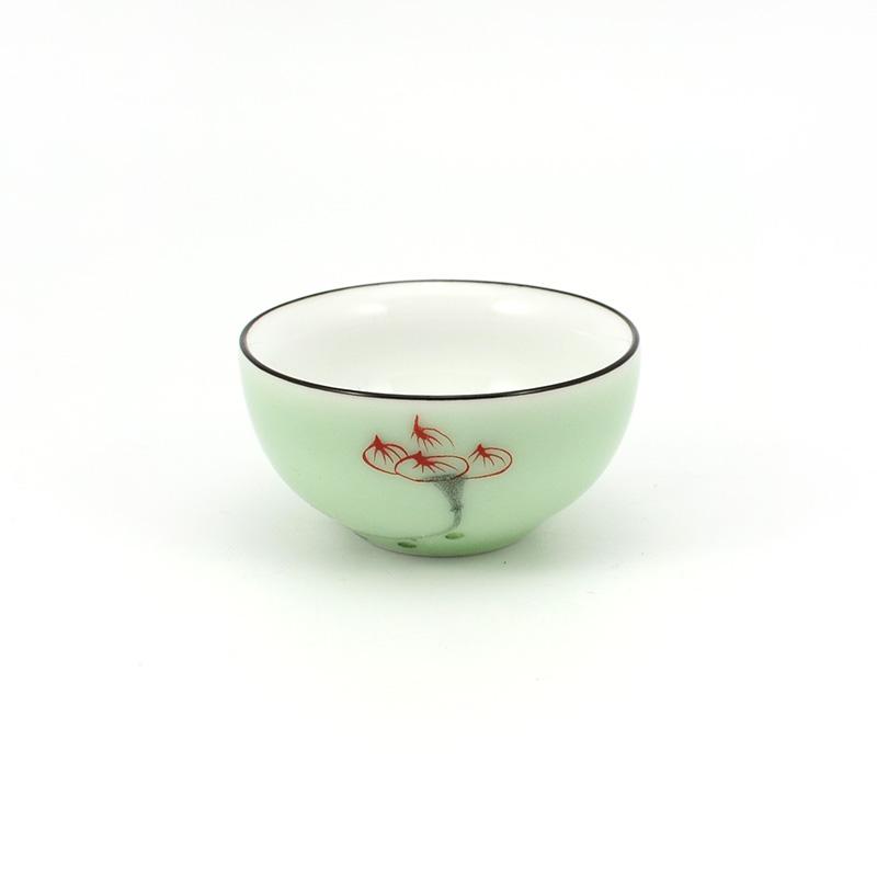 Jet Rim Red Lotus Celadon Teacup -  • Teaware House