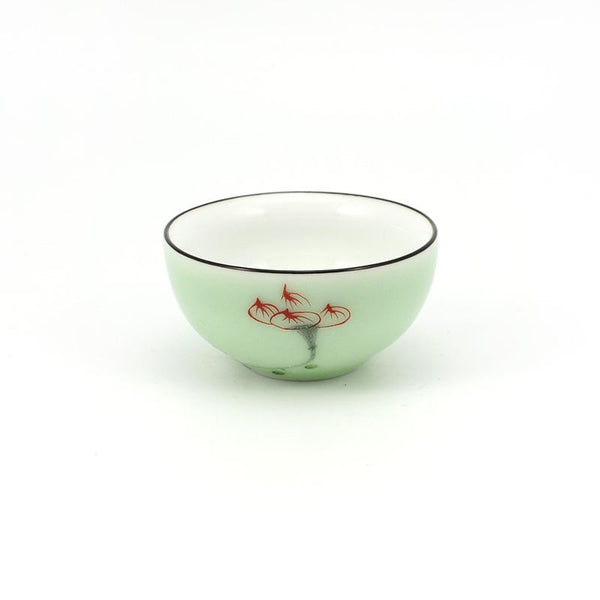 Jet Rim Red Lotus Celadon Teacup -  • Teaware House