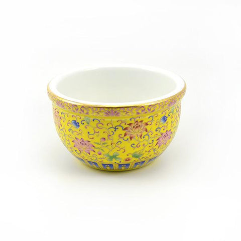 Golden Yellow Lotus Porcelain Rinsing Bowl -  • Teaware House